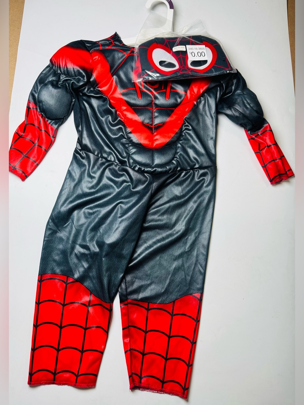 Kids Toddler Spider-Man Muscle Costume 2T Black Red Jumpsuit Mask Halloween